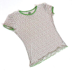 y2k D&G white mesh floral print short sleeve top